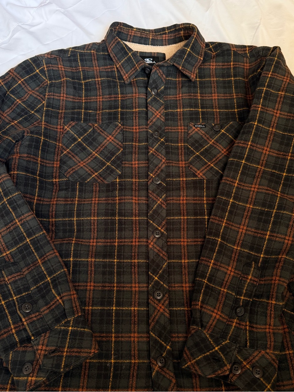 O'Neill Black and Brown Plaid Sherpa-Lined Jacket